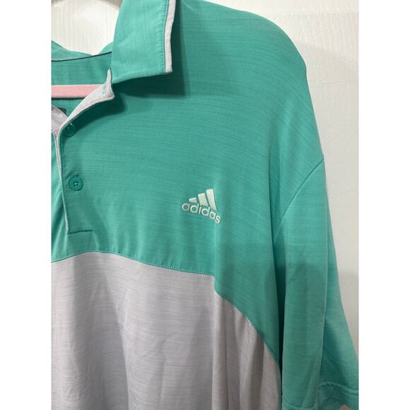 Adidas Men's Pistachio Green & Ash Gray Colorblock Ultimate365 Golf Polo, XL - Picture 2 of 7